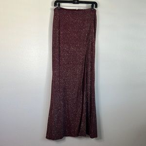 NWOT Crystal Doll Red Sparkle High Slit Maxi Skirt sz M
